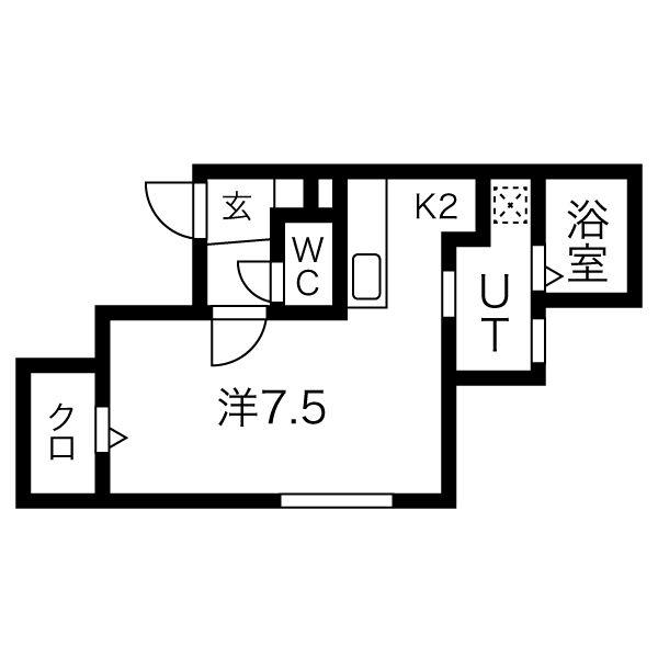 ココアンジュ発寒(1K/1階)の間取り写真