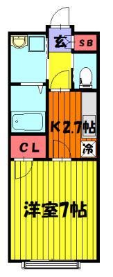 エパル青柳(1K/2階)の間取り写真
