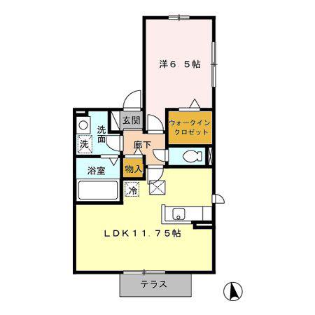 WILL EXCEL B(1LDK/1階)の間取り写真