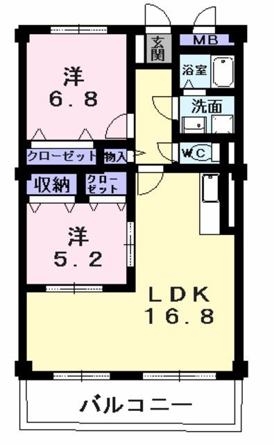 ヴェルドミール(2LDK/2階)の間取り写真
