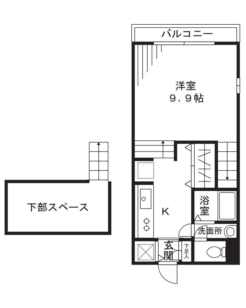 GIARDINO(ワンルーム/2階)の間取り写真