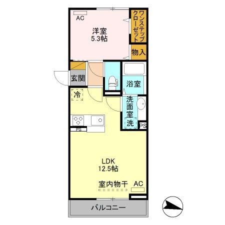 ゼフィールコパン(1LDK/3階)の間取り写真
