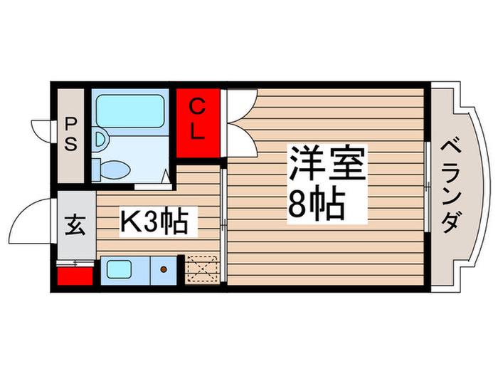 山中第一ビル(1K/2階)の間取り写真