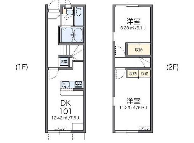 レオパレス玉川(2DK/1階)の間取り写真