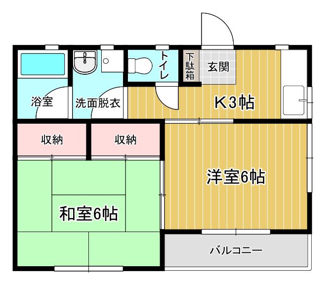 清雲荘A(2K/2階)の間取り写真
