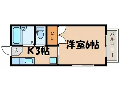 アヴァンセ安芸(1K/2階)の間取り写真