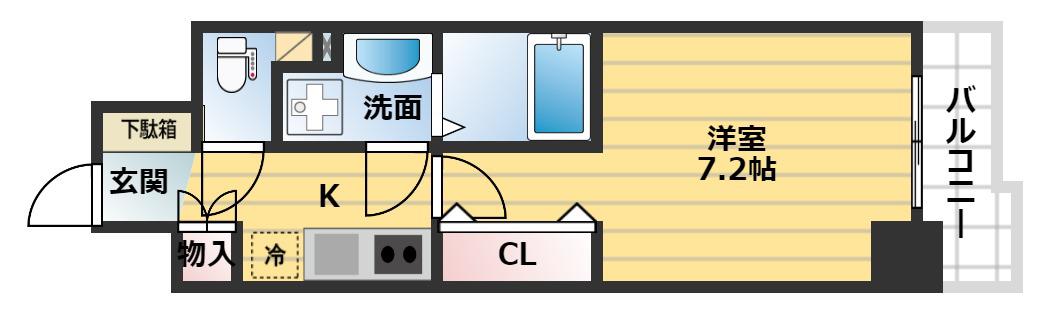 セレニテ心斎橋グランデ(1K/10階)の間取り写真
