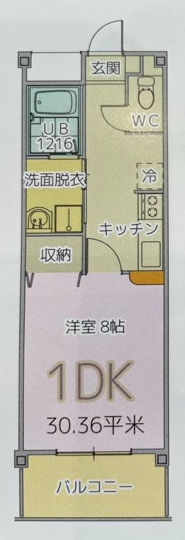 ISLAND吾田東A棟(1DK/2階)の間取り写真