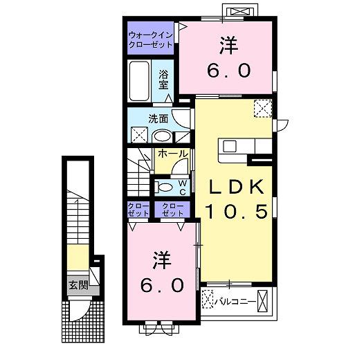 サン フィオーレ B(2LDK/2階)の間取り写真