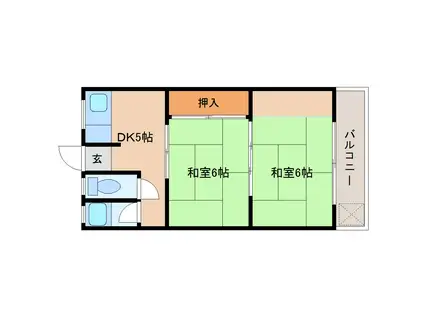 平和マンション(2K/2階)の間取り写真