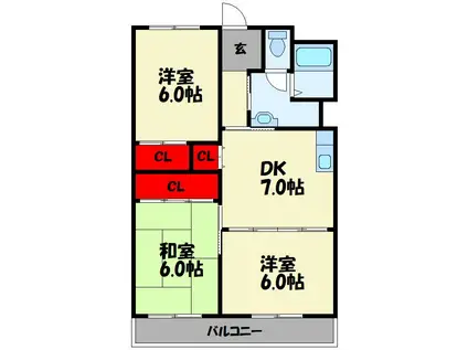 第1江藤ビル(3LDK/2階)の間取り写真