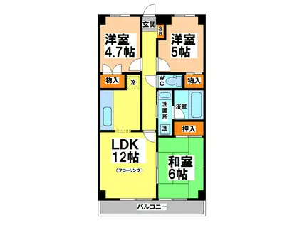 カーサグランデ(3LDK/1階)の間取り写真