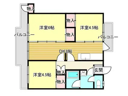 ヴィラナリー千代田(3DK/5階)の間取り写真