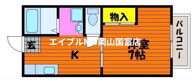 エトワール西川原(1K/2階)の間取り写真
