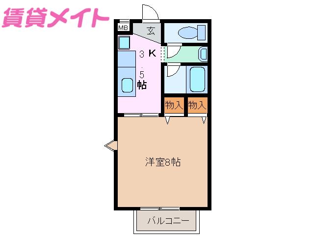 SURPLUS ONE後藤(1K/2階)の間取り写真