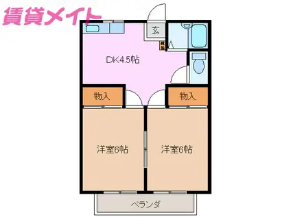 サイレンス芸濃(2DK/2階)の間取り写真