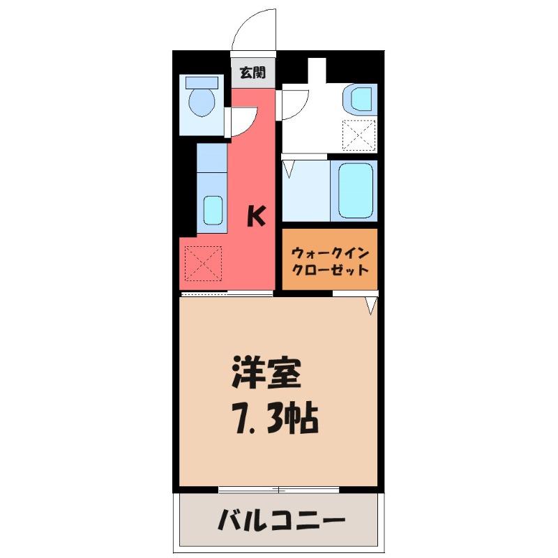 ヴィットーリア(1K/1階)の間取り写真