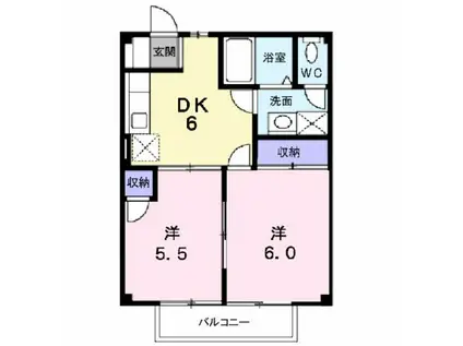 SEVENTYSEVEN FII(2DK/2階)の間取り写真