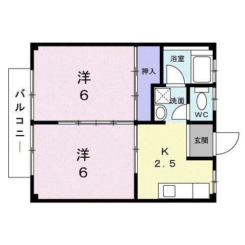 ハイツ副島(2K/2階)の間取り写真
