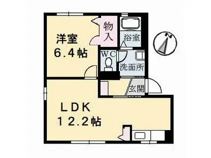 リッシュ良庵 II棟(1LDK/1階)の間取り写真