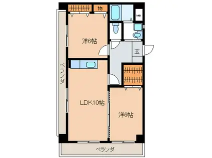 ファーストヒルズ(2LDK/3階)の間取り写真