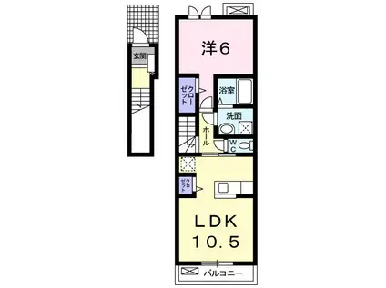 アイビス(1LDK/2階)の間取り写真