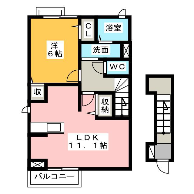 プロムナード(1LDK/2階)の間取り写真