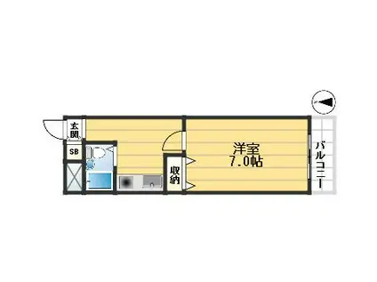 ビスタ泉町(1K/3階)の間取り写真