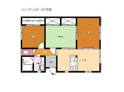 メゾンサンコダ(3DK/2階)の間取り写真