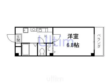 ボヌール深草(1K/3階)の間取り写真