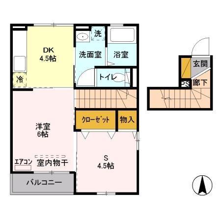 JR京浜東北線 蕨駅 徒歩31分 2階建 築16年(1SDK/2階)の間取り写真