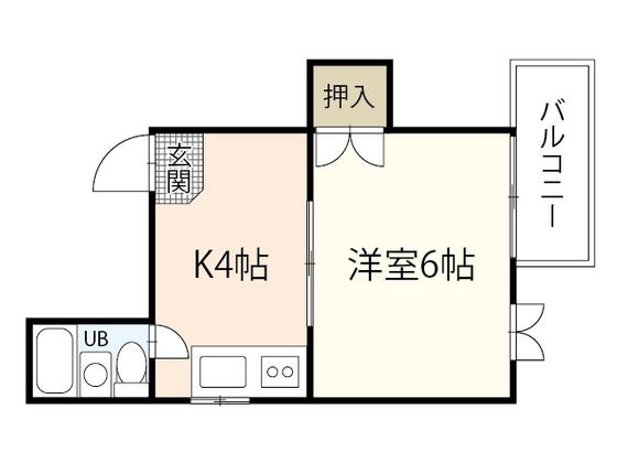 山鶴ビル(1K/3階)の間取り写真