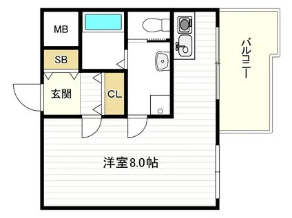 ウェルバード瓜破(1K/4階)の間取り写真