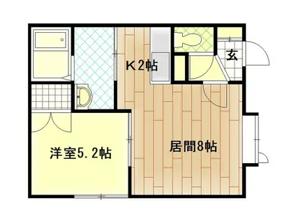 エスペル6条(1LDK/1階)の間取り写真
