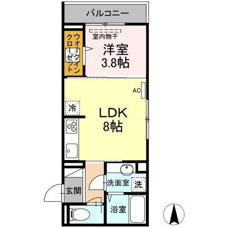 トリシア・ヒナ(1LDK/1階)の間取り写真