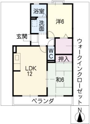 SUN FREA A棟(2LDK/1階)の間取り写真