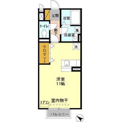アマルフィイ(ワンルーム/2階)の間取り写真