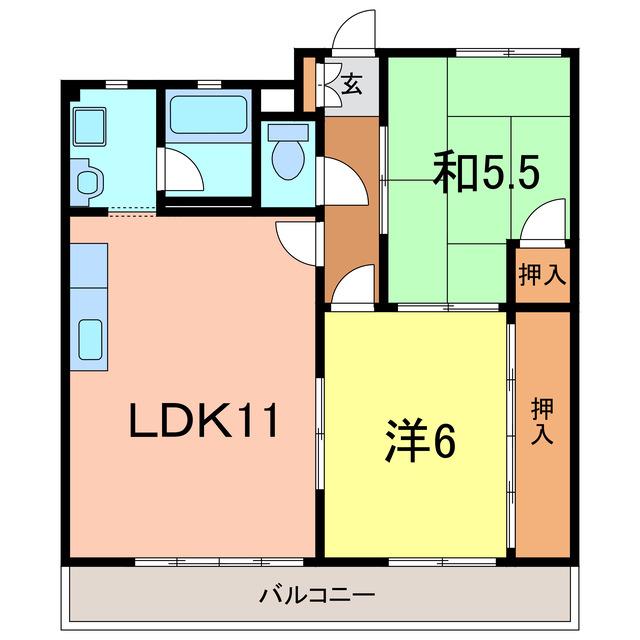 マンション久保田(2LDK/4階)の間取り写真