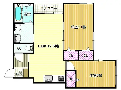マヨール御舟町(2LDK/2階)の間取り写真