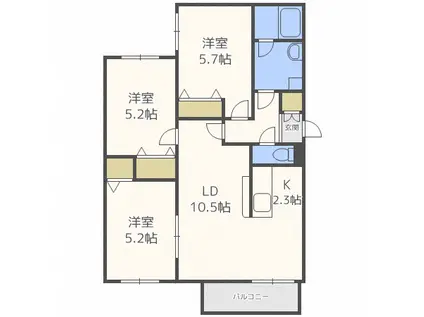 シティレジデンス豊平(3LDK/2階)の間取り写真