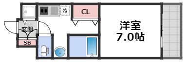 レジデンス大阪城前(1K/4階)の間取り写真