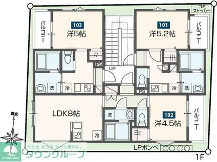 MELDIA蒲田III(1LDK/1階)の間取り写真