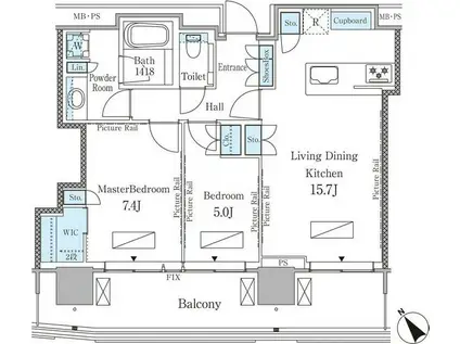 パークコート赤坂檜町ザ タワー(2LDK/28階)の間取り写真