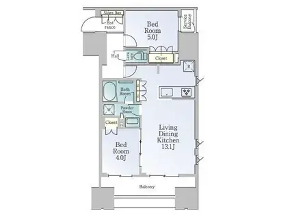 ルフォンブランシェ品川南大井(2LDK/4階)の間取り写真