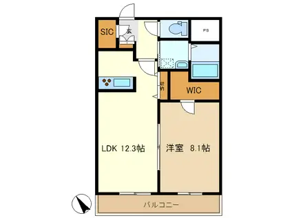 サンドエル若葉台(1LDK/2階)の間取り写真