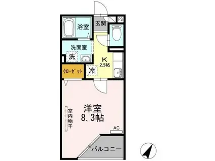 ロイヤルコートM(1K/2階)の間取り写真