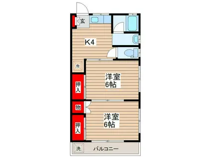 しゅんせいハイツII(2K/2階)の間取り写真