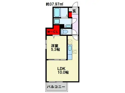 パーシーブII(1LDK/1階)の間取り写真