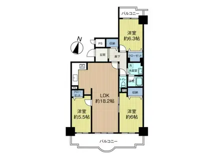 ライフインサーラ(3LDK/8階)の間取り写真