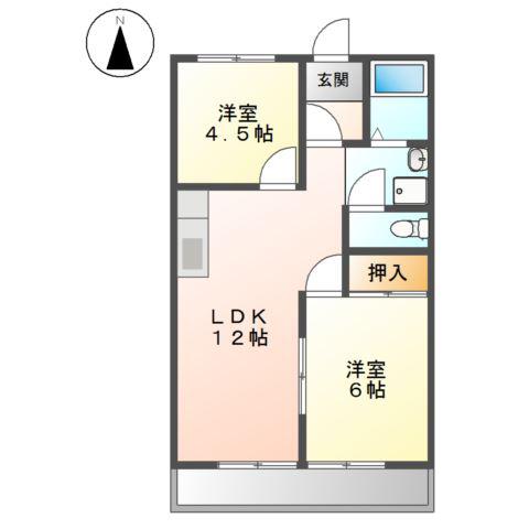 コーポ五反畑(2LDK/1階)の間取り写真